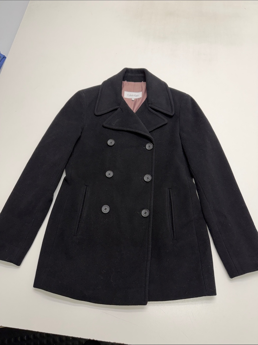 CALVIN KLEIN Women’s 2 Black Wool / Cashmere Coat